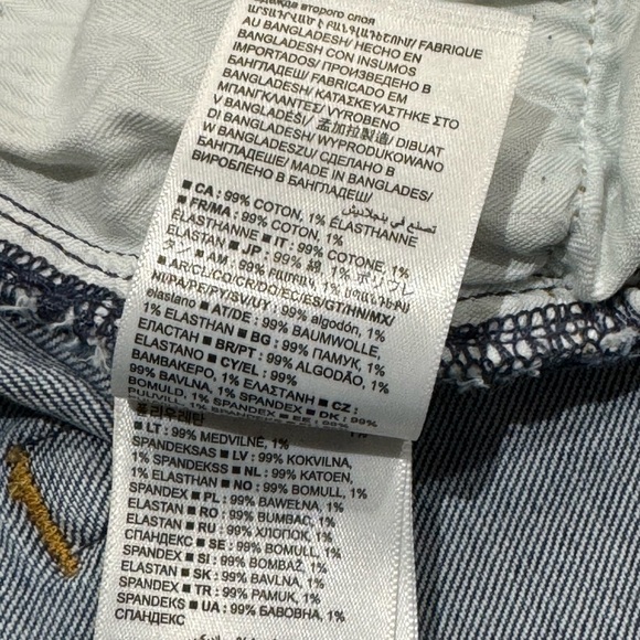 Gap sz 16 / 33 Jeans 90's Loose Mid Rise Raw Hem Distressed Hem Slit Blue Denim - Picture 6 of 7